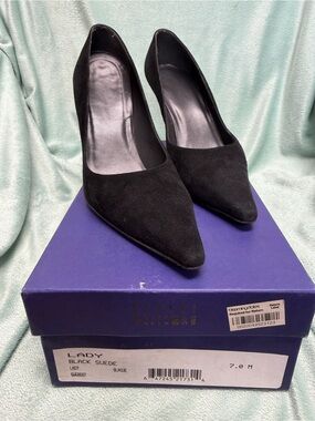 Stuart Weitzman Black Suede Pointed Toe Pumps